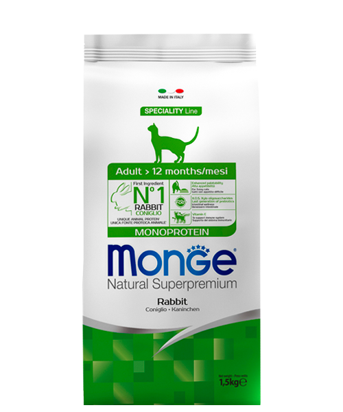 Monge Cat Monoprotein Adult Rabbit корм для взрослых кошек с кроликом 1,5 кг