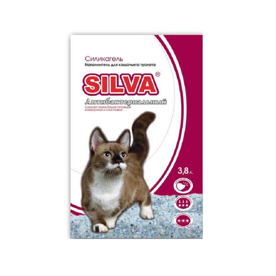 Наполнитель для туалета кошек "SILVA" силикагель голубой антибактериальный, 3,8 л., арт. 895