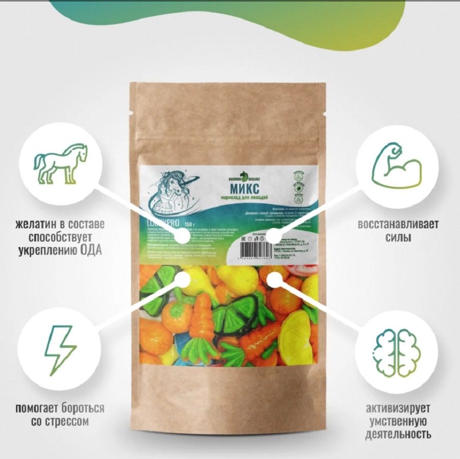 Horse-bio: Мармелад Груши LuckyPro для лошадей, 150 гр.