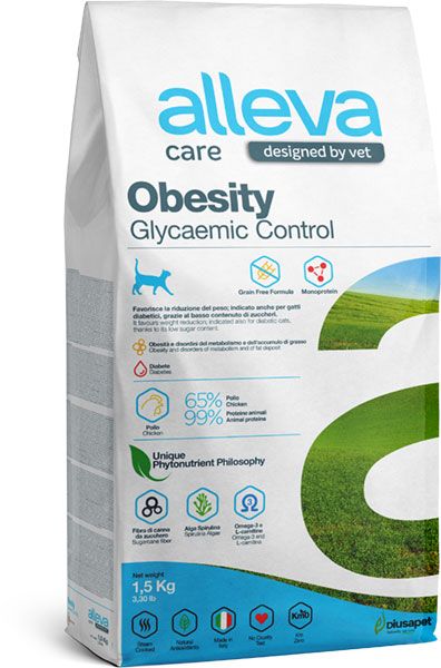 Alleva Care Cat Adult Obesity Glycemic Control сухой диетический корм для кошек для контроля глюкозы 1,5 кг