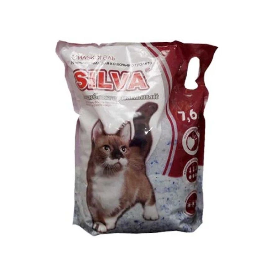 Наполнитель для туалета кошек "SILVA" силикагель голубой антибактериальный, 7,6 л., арт. 748