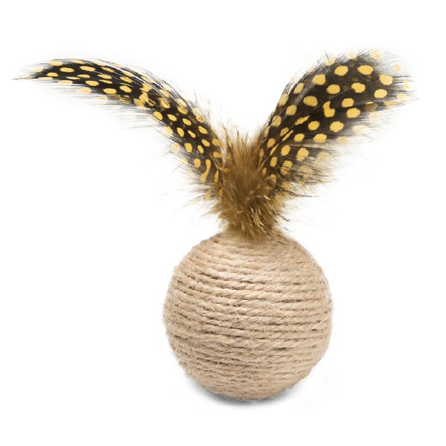 Triol: Игрушка для кошек из натуральных материалов Шар с перьями, d50 мм/100 мм, серия NATURAL