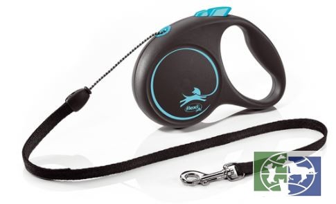 Flexi рулетка Black Design S (до 12 кг) 5 м трос черный/голубой