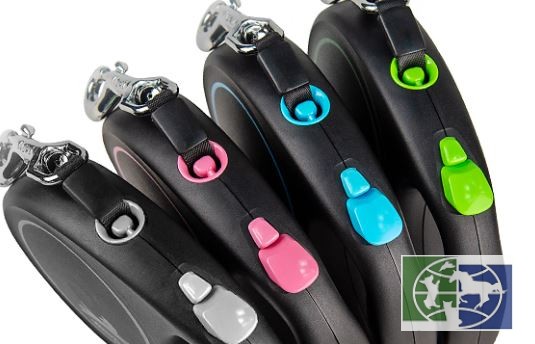 Flexi рулетка Black Design S (до 12 кг) 5 м трос черный/голубой