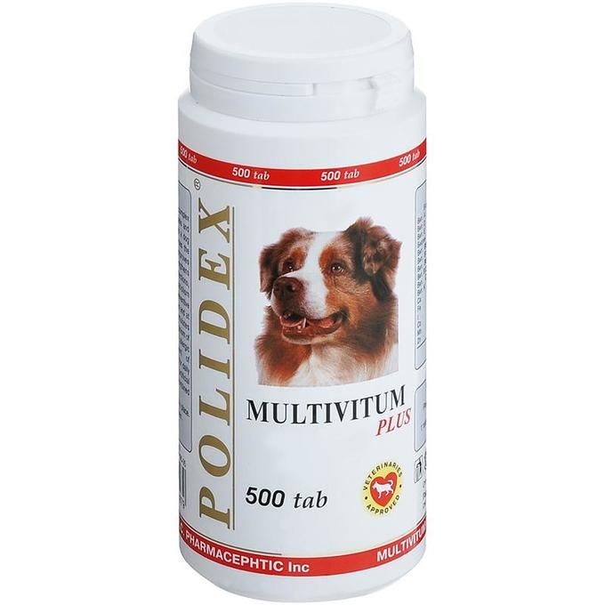 Polidex: Multivitum Plus поливитаминный комплекс для профилактики авитаминоза, для собак, 500 табл.