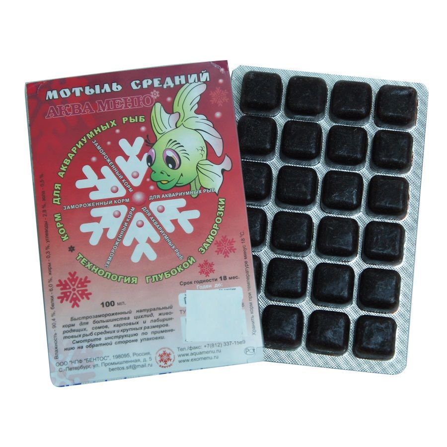Аква Меню "Мотыль средний" 100 гр свм корм для рыб (блистер)