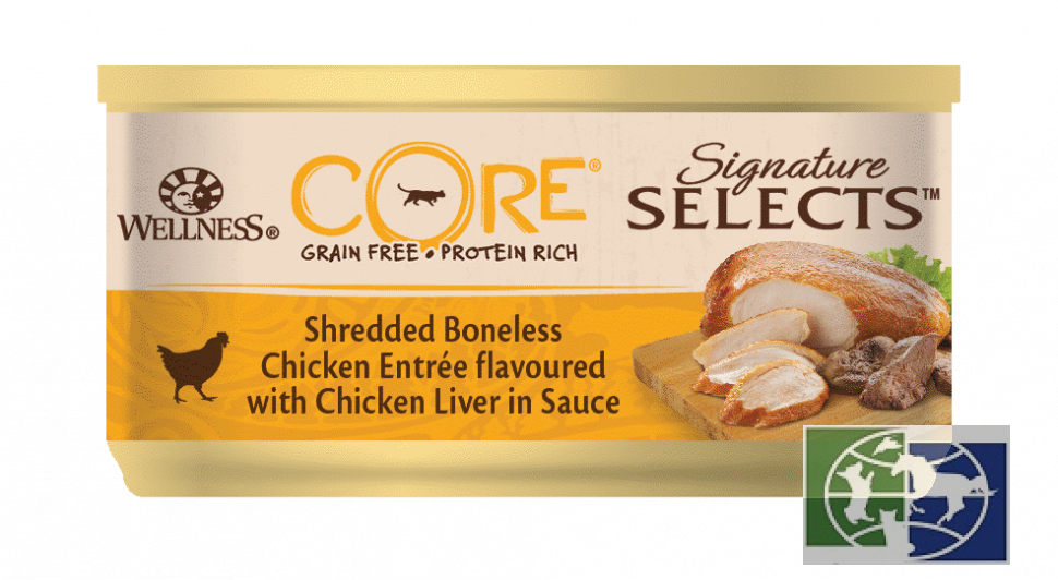 CORE SIGNATURE SELECTS консервы для кошек курица с куриной печенью в виде фарша в соусе 79 г