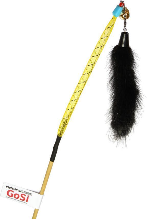 GoSi: Махалка, Хвостик норки на картоне, норка на пружине, дразнилка, пластик, черный, для кошек, 5х70 см