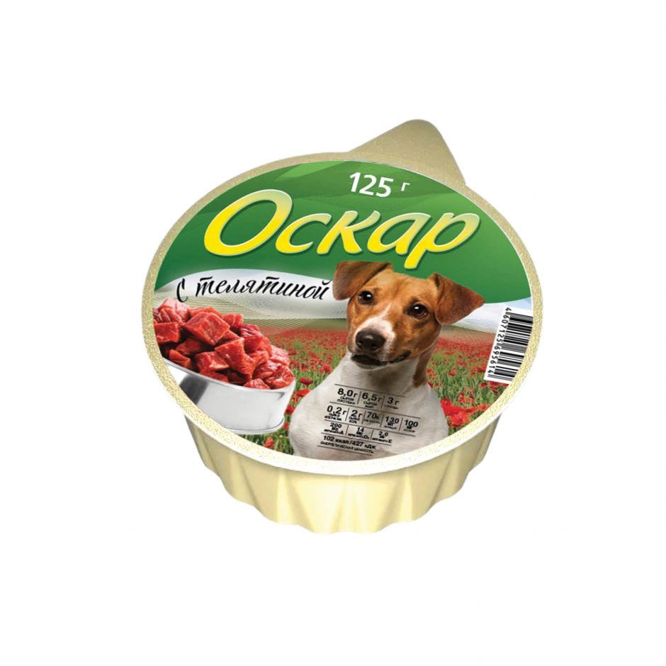 Оскар консервы для собак с телятиной, 125 гр.