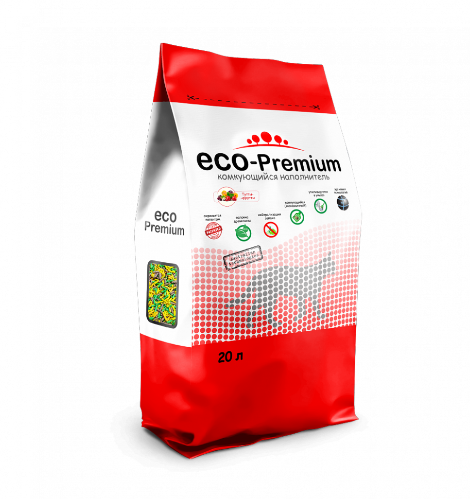 ECO Premium Тутти-фрутти наполнитель древесный 7,6 кг 20 л