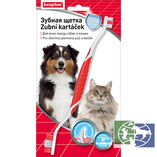 Beaphar: Toothbrush Зубная щетка двойная на блистере для кошек и собак, 22 см