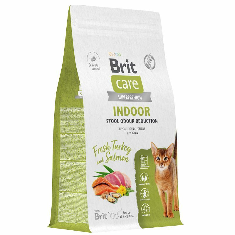 Brit: Care, Сухой корм с индейкой и лососем, для взрослых кошек, Cat Indoor Stool Odour Reduction, 400 гр.