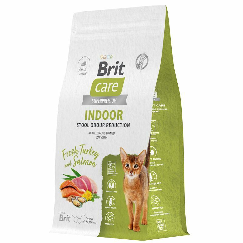 Brit: Care, Сухой корм с индейкой и лососем, для взрослых кошек, Cat Indoor Stool Odour Reduction, 400 гр.