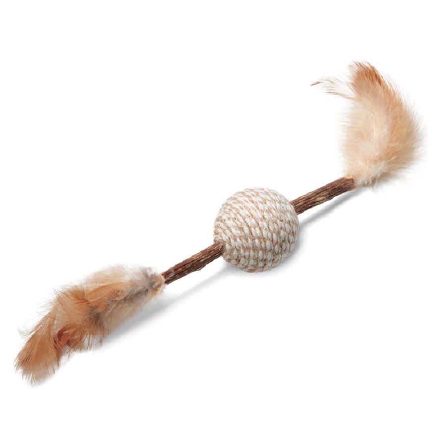 Triol: Игрушка для кошек из мататаби Мячик с перьями, d=40/220 мм, серия NATURAL