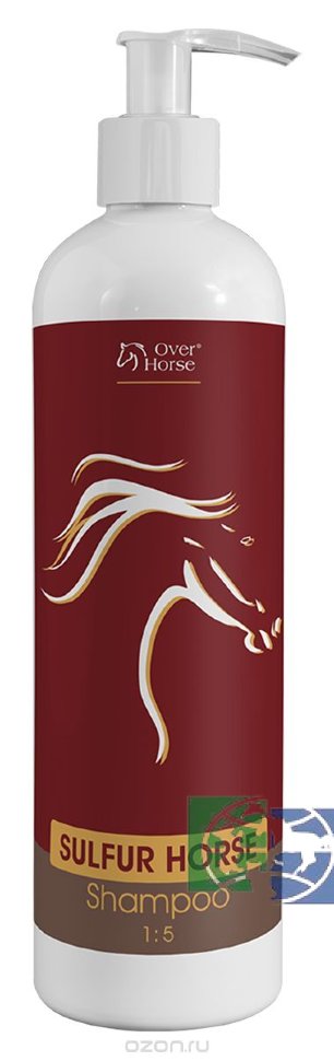 OVER Horse: SULFUR HORSE Shampoo, шампунь для лошадей с серой и эфирными маслами 1:5, 400 мл