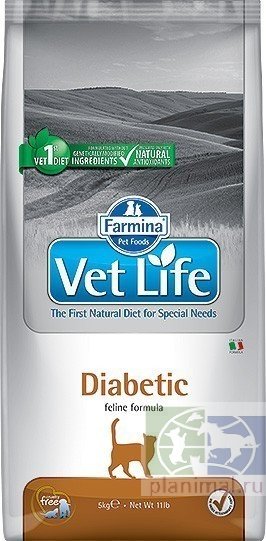 Vet Life Cat Diabetic диета д/кошек для контроля уровня глюкозы в крови при сахарном диабете, 10 кг