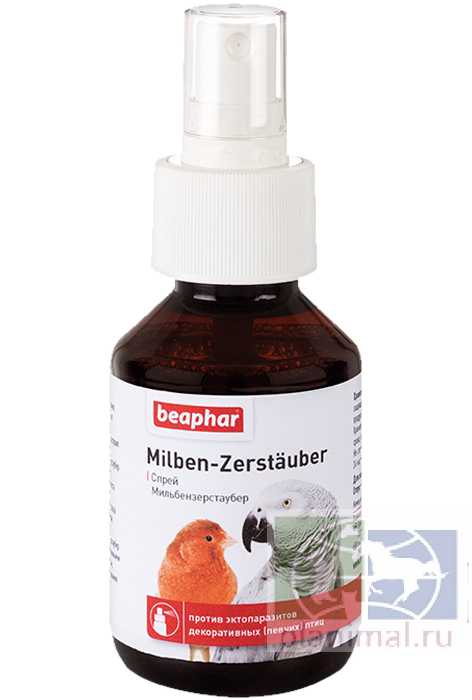 Beaphar: Спрей Milben-Zerstäuber против эктопаразитов декоративных птиц, 100 мл