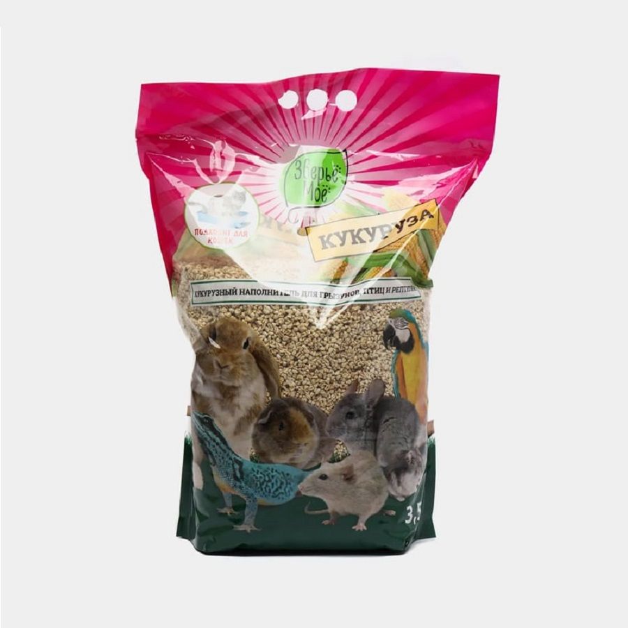 Зверье моё: Кукурузный наполнитель, для грызунов, птиц, рептилий, 3,5 кг