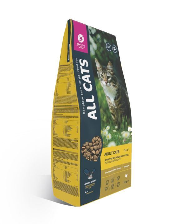 ALL Cats  полноценный корм для кошек курица, 15 кг