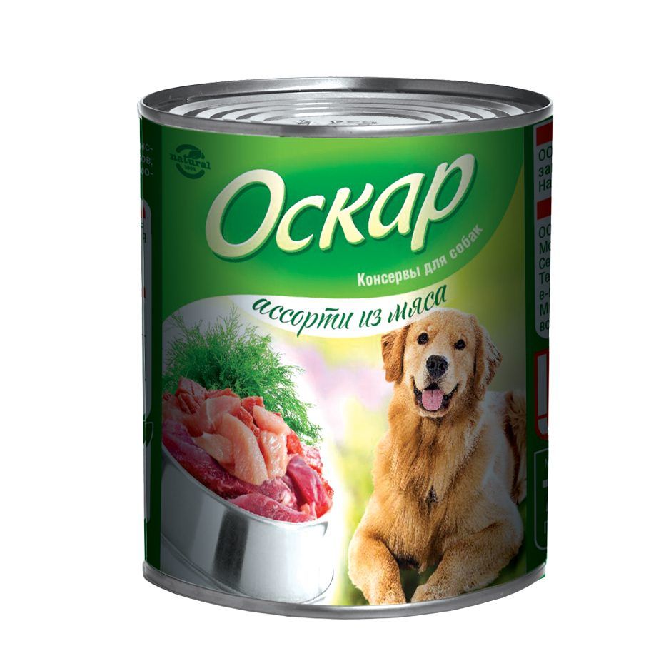Оскар консервы для собак ассорти из мяса, 750 гр.