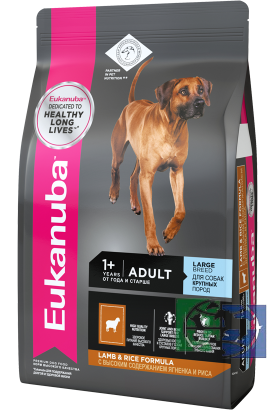 EUK Dog корм собак крупных и очень крупных пород с ягненком и рисом, 2,5 кг