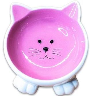 Mr.Kranch: КерамикАрт, миска керамическая, Мордочка кошки, на ножках, розовая, 100 мл