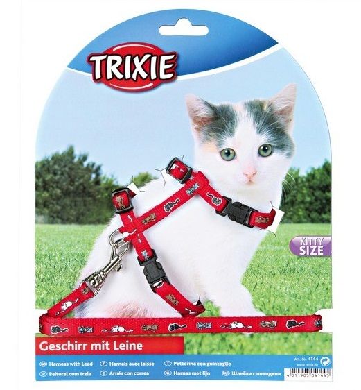 Trixie: Шлейка для котят и мелких кошек, нейлон 21/32 см, 8 мм, арт. 4144