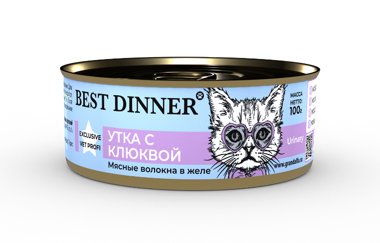 Best Dinner Exclusive консервы для стерилизованных кошек Утка с клюквой, 100г