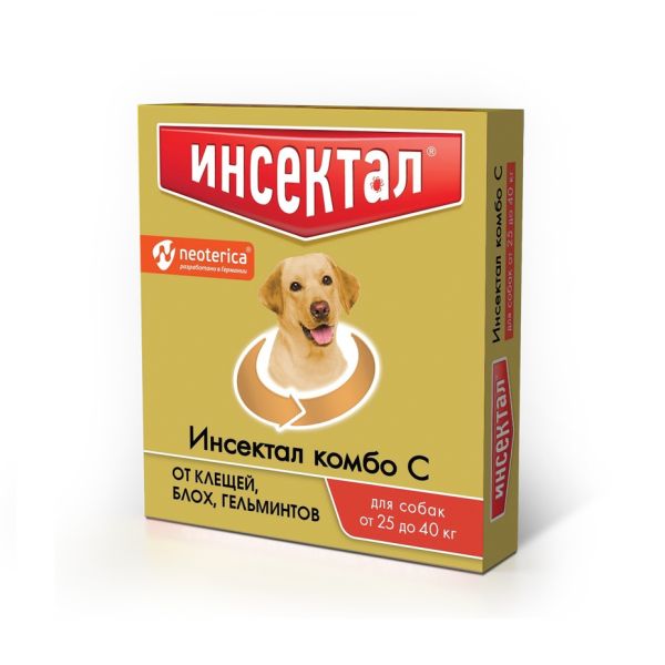 Экопром: Инсектал Комбо, капли от клещей, блох и гельминтов, для собак 25-40 кг, 4 мл
