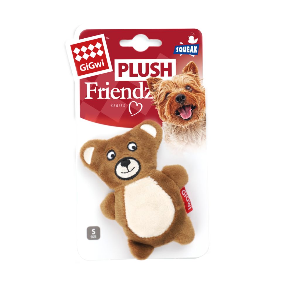 GiGwi: Мишка с пищалкой, игрушка для собак, серия PLUSH FRIENDZ, 9 см, 75023