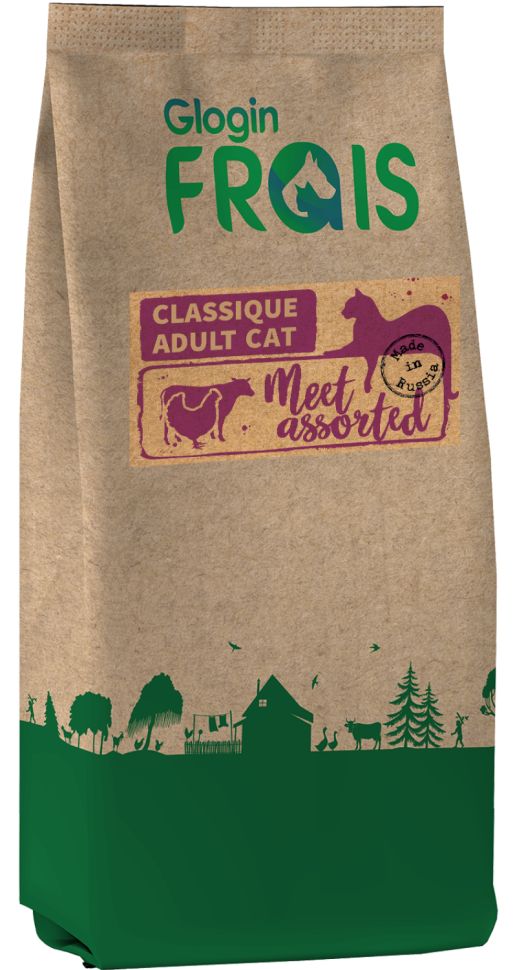 Frais: Classique Adult, Meet Assorted, сухой корм, для взрослых кошек всех пород, мясное ассорти, 2 кг
