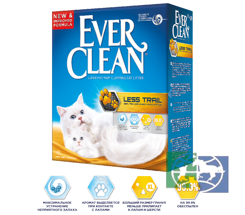 Ever Clean Less Trail - комкующийся наполнитель  для котят и длинношерстных кошек 10 л.