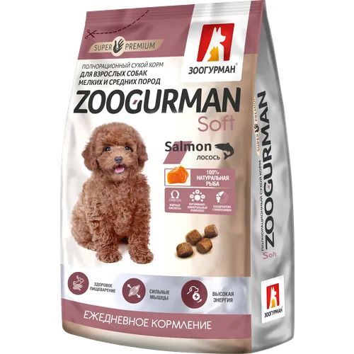 Zoogurman: Sift Salmon, корм, для собак мелких и средних пород, лосось, 1,2 кг