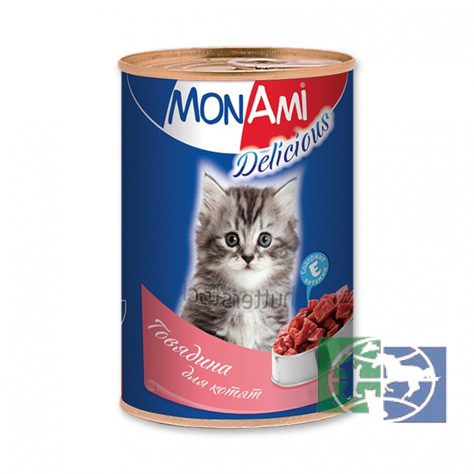 Монами: консервы для котят с говядиной, 350 гр.