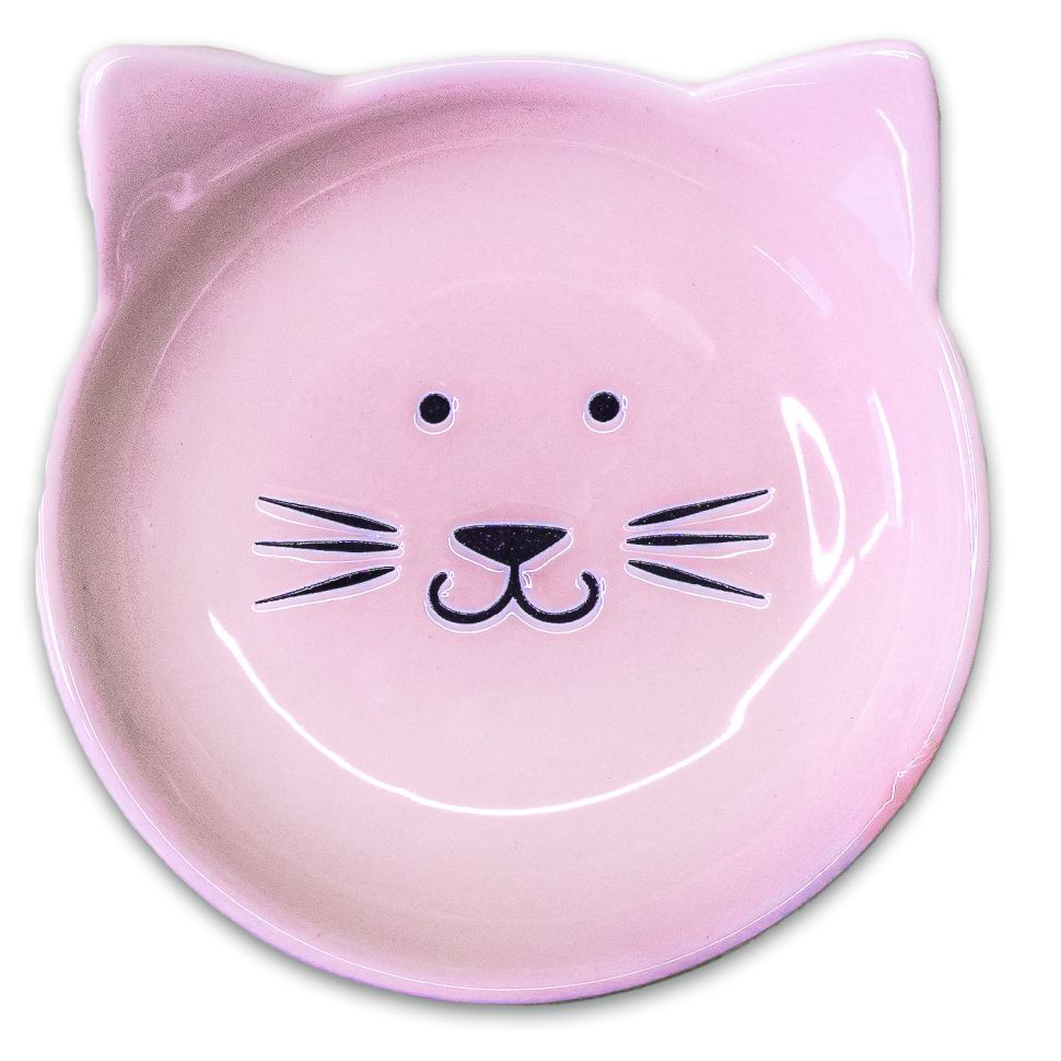 Mr.Kranch: КерамикАрт, блюдце керамическое, Мордочка кошки, розовая, 80 мл