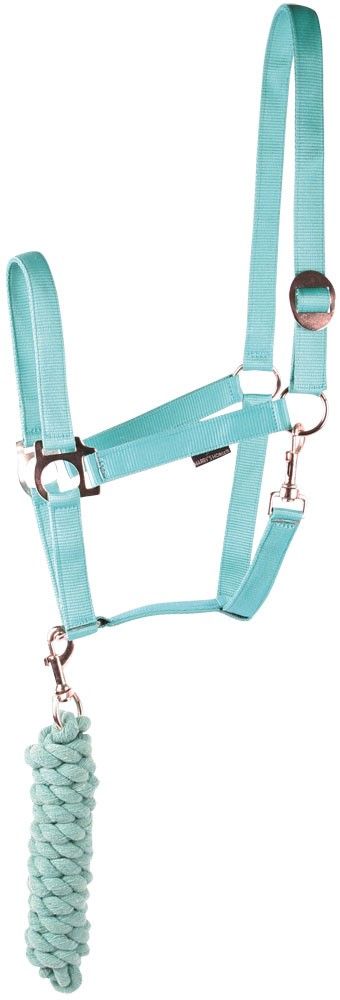 Harry`s Horse: Недоуздок нейлон с чумбуром 180 см, р-р spony, бирюзовый, арт. 31000926