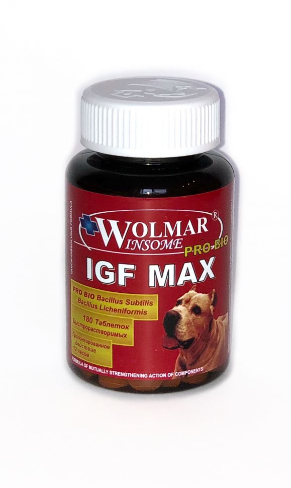 Wolmar Winsome Pro Bio IGF MAX оптимизатор питания для роста мышц собак, 180 табл.