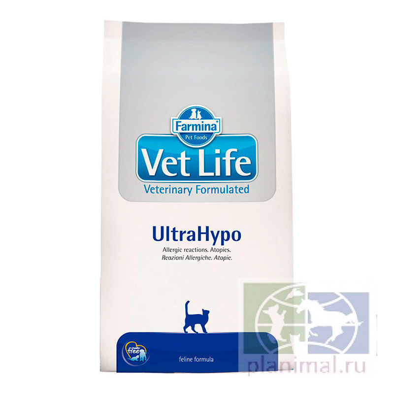 Vet Life Cat UltraHypo диета для кошек при неблагоприятной реакции на пищу (пищевая аллергия и/или пищевая непереносимость), 10 кг