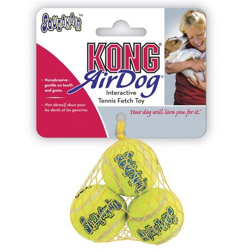 KONG игрушка для собак Air "Теннисный мяч" очень маленький (в упаковке 3 шт.) 4 см с пищалкой