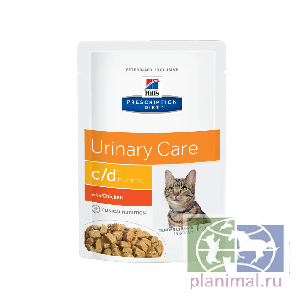 Влажный диетический корм для кошек Hill's Prescription Diet c/d Multicare Urinary Care при  профилактике мочекаменной болезни (мкб), с курицей 85 гр.