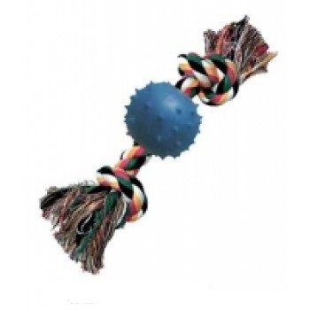 Игрушка для собак "Апорт с мячом", хлопок, резина, арт.  R1057