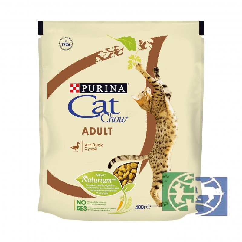 Сухой корм для взрослых кошек Purina Cat Chow, утка, пакет, 400 гр.