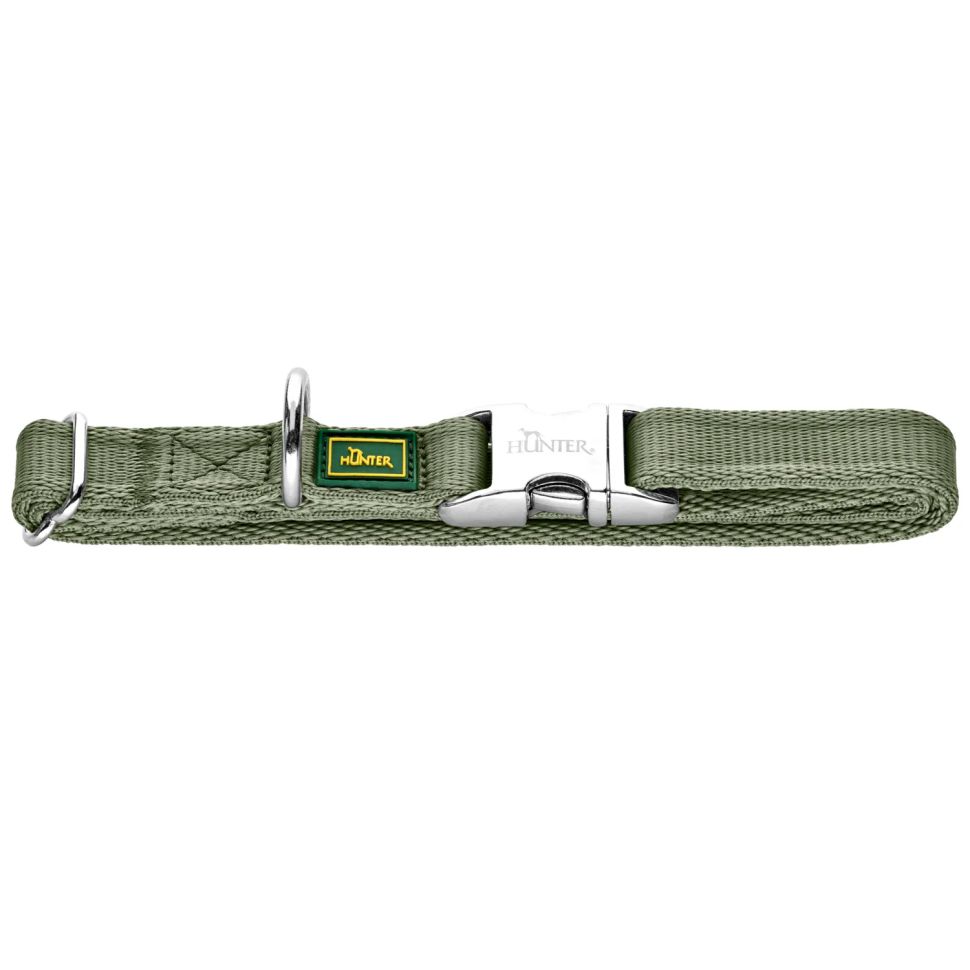 Hunter: ошейник для собак, ALU-Strong Inari L (45-65 см), нейлон, с металлической застежкой, оливковый