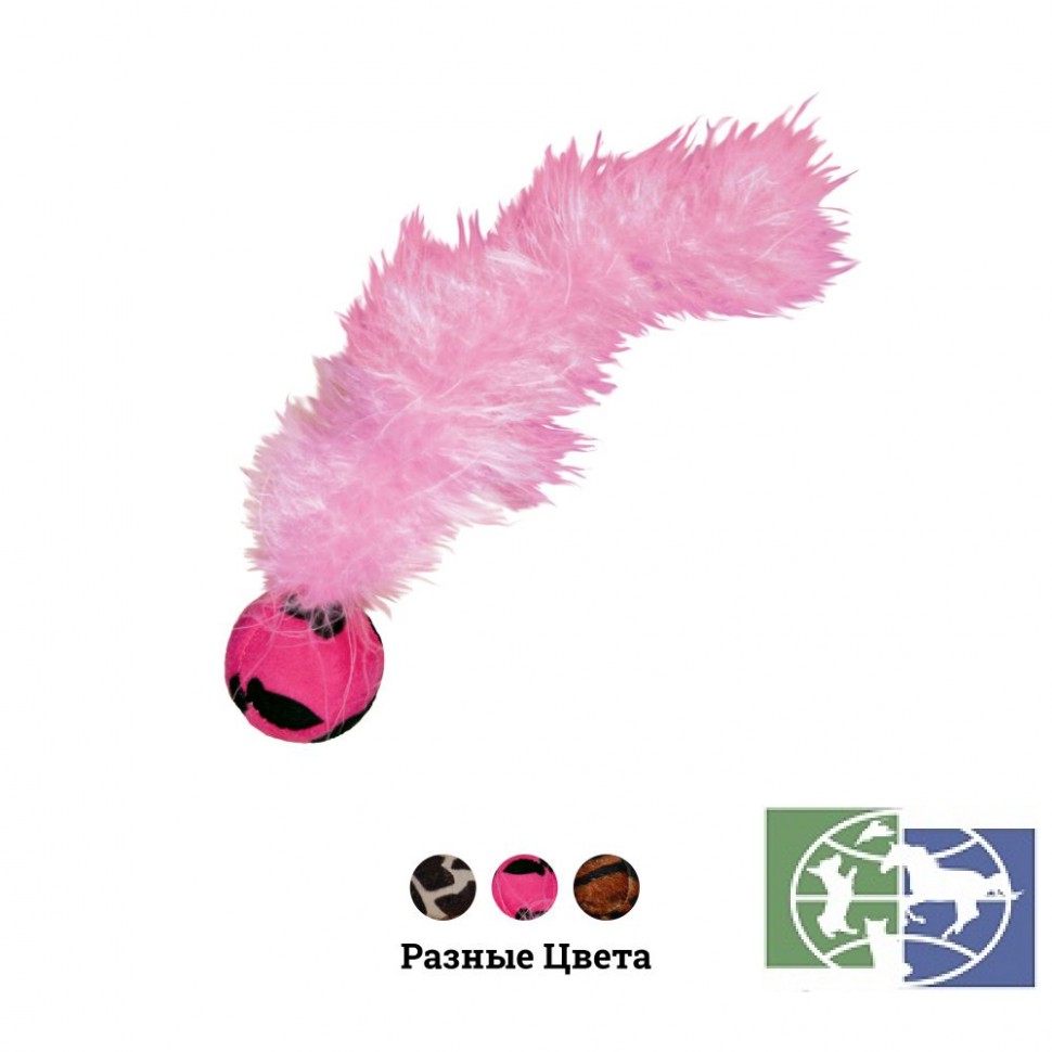 KONG игрушка для кошек "Дикий хвост" 18 см с хвостом из перьев, цвета в ассортименте