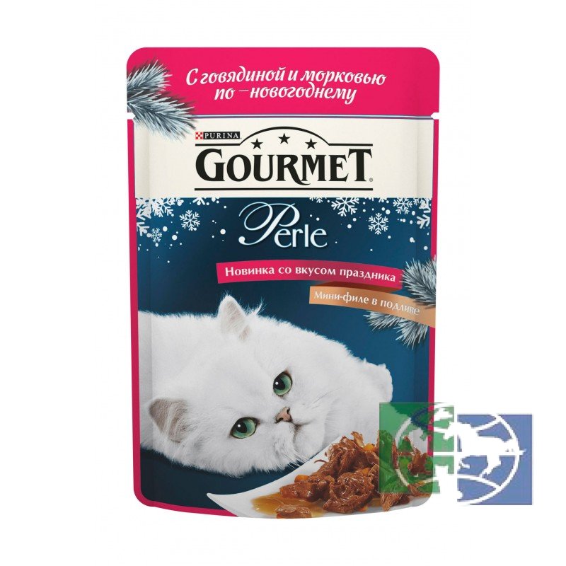 Консервы для кошек Purina Gourmet Perle, мини-филе говядины с морковью в подливе, пауч, 85 гр.