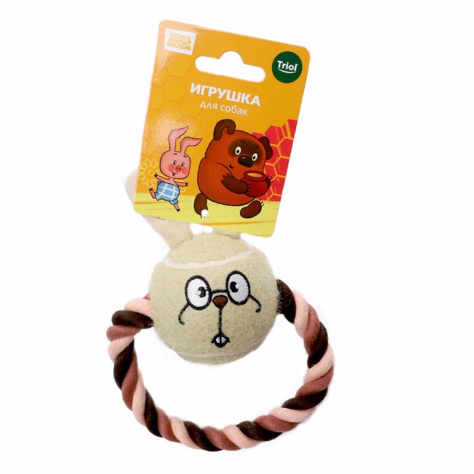 Triol: СоюзМультФильм ВИННИ ПУХ  Игрушка для собак Мяч-кролик с веревкой, d=65/160 мм, 12141307