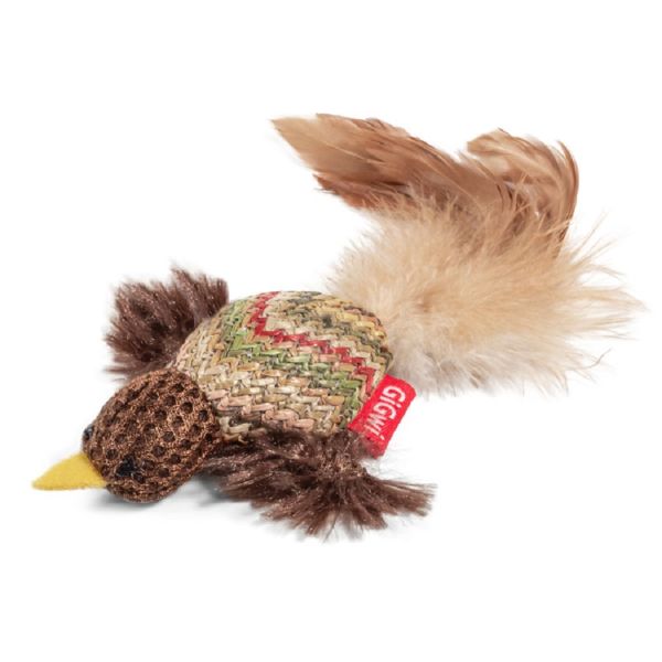 GiGwi Игрушка для кошек Птичка с перьями 12 см, серия CATCH & SCRATCH, арт. 75264