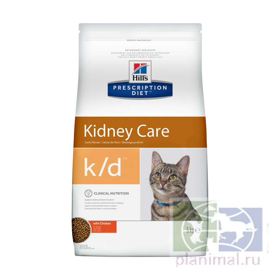 Сухой диетический корм для кошек Hill's Prescription Diet k/d Kidney Care при профилактике заболеваний почек, с курицей 5 кг