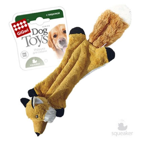 GiGwi: Игрушка для собак Шкурка - лиса с 4-мя пищалками 51 см, серия PLUSH FRIENDZ, 75261