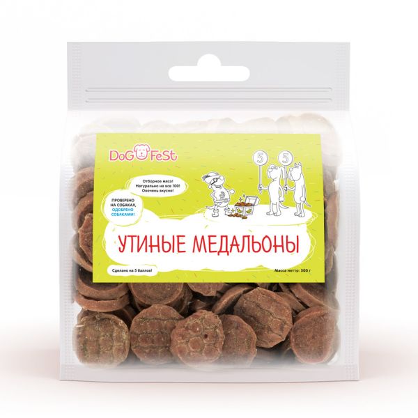 Dog Fest Утиные медальоны лакомство для собак 500 гр.